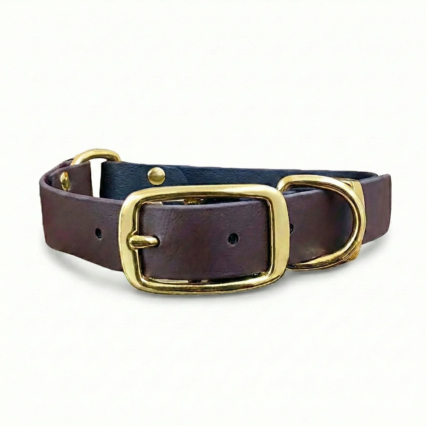 collared creatures waterproof biothane dog buckle collar in black & dark brown multicolour for dogs