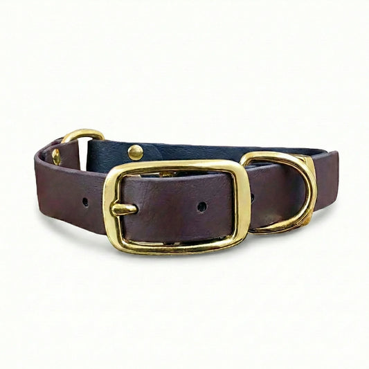 collared creatures waterproof biothane dog buckle collar in black & dark brown multicolour for dogs