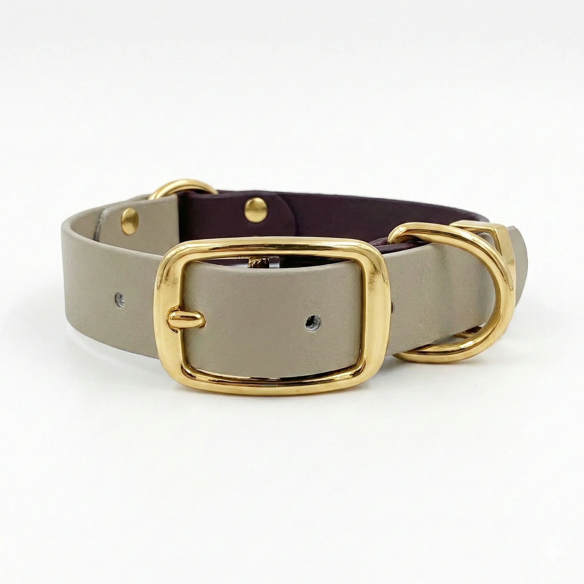 collared creatures waterproof biothane dog buckle collar in dark brown & beige multicolour for dogs