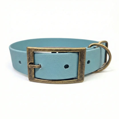 collared creatures waterproof biothane dog buckle collar in duck egg blue for dogs