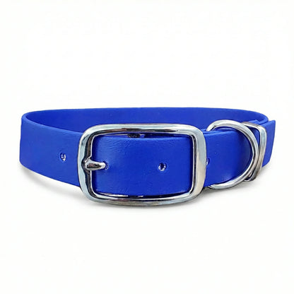 collared creatures waterproof biothane dog buckle collar in electric blue for dogs