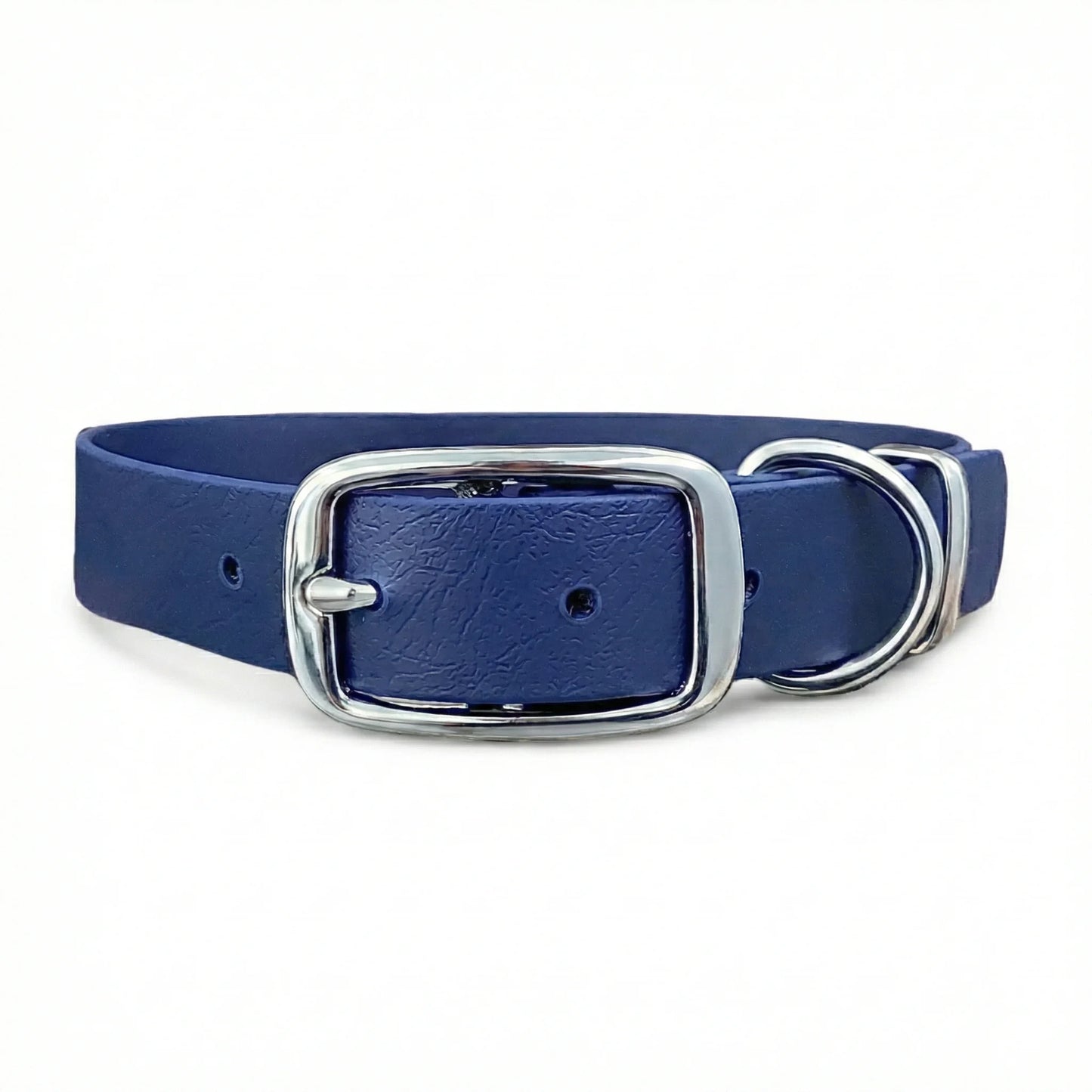collared creatures waterproof biothane dog buckle collar in navy blue for dogs