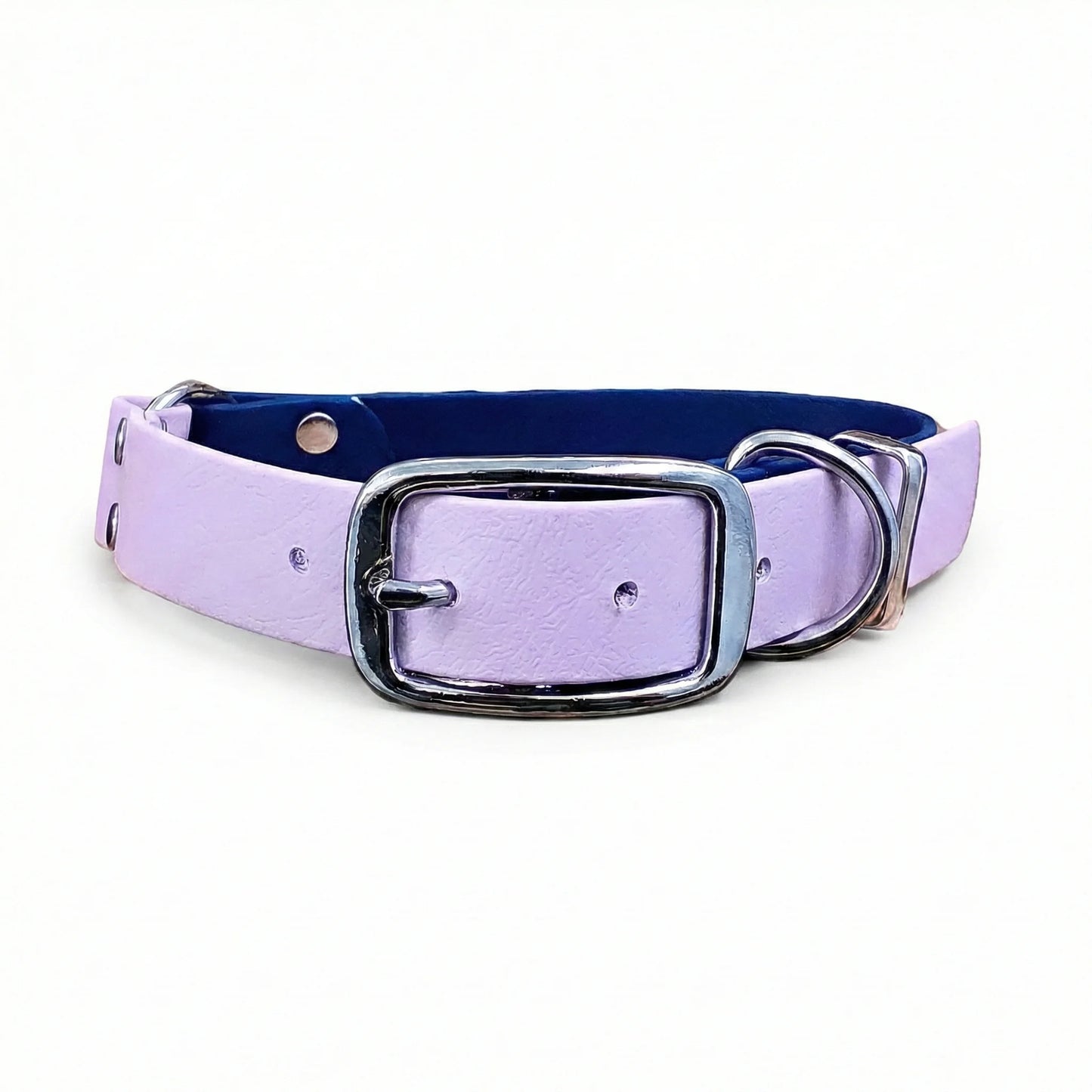 collared creatures waterproof biothane dog buckle collar in navy & pastel pink multicolour for dogs