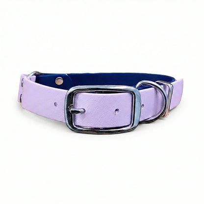 collared creatures waterproof biothane dog buckle collar in navy & pastel pink multicolour for dogs