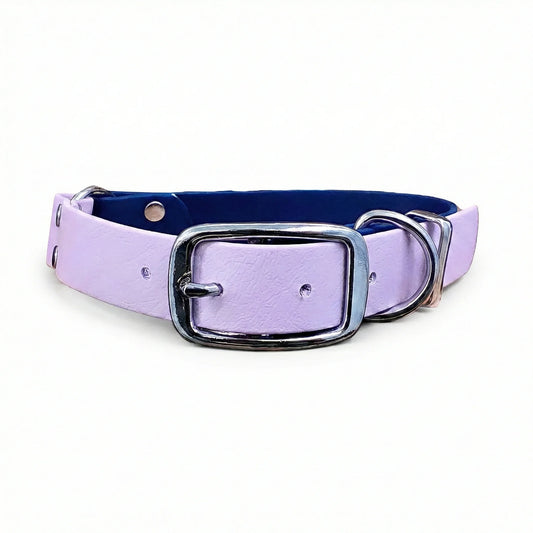 collared creatures waterproof biothane dog buckle collar in navy & pastel pink multicolour for dogs