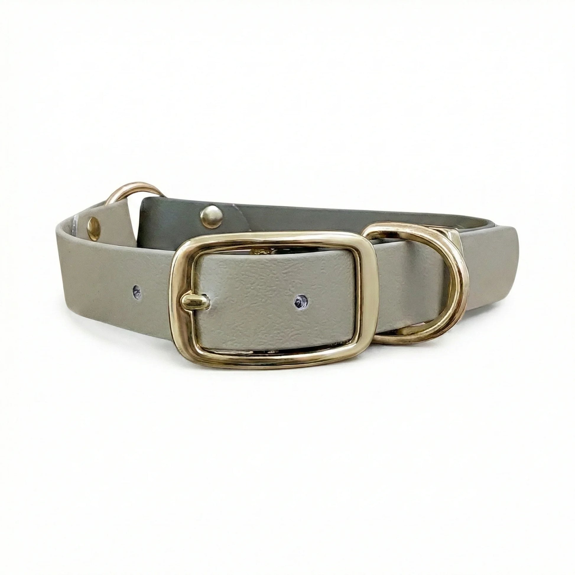 collared creatures waterproof biothane dog buckle collar in olive & beige multicolour for dogs