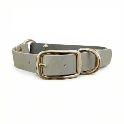 collared creatures waterproof biothane dog buckle collar in olive & beige multicolour for dogs