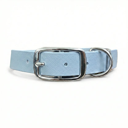 collared creatures waterproof biothane dog buckle collar in pastel blue for dogs