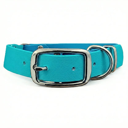 collared creatures waterproof biothane dog buckle collar in turquoise & teal multicolour for dogs