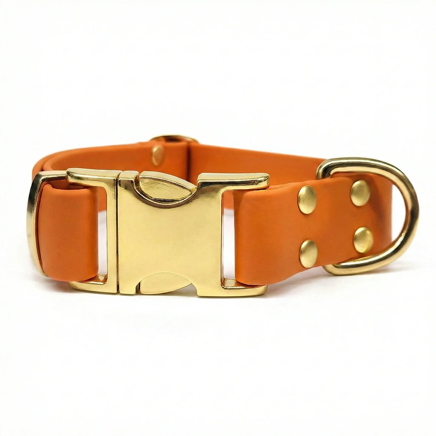 collared creatures waterproof biothane dog metal clasp collar in burnt orange for dogs