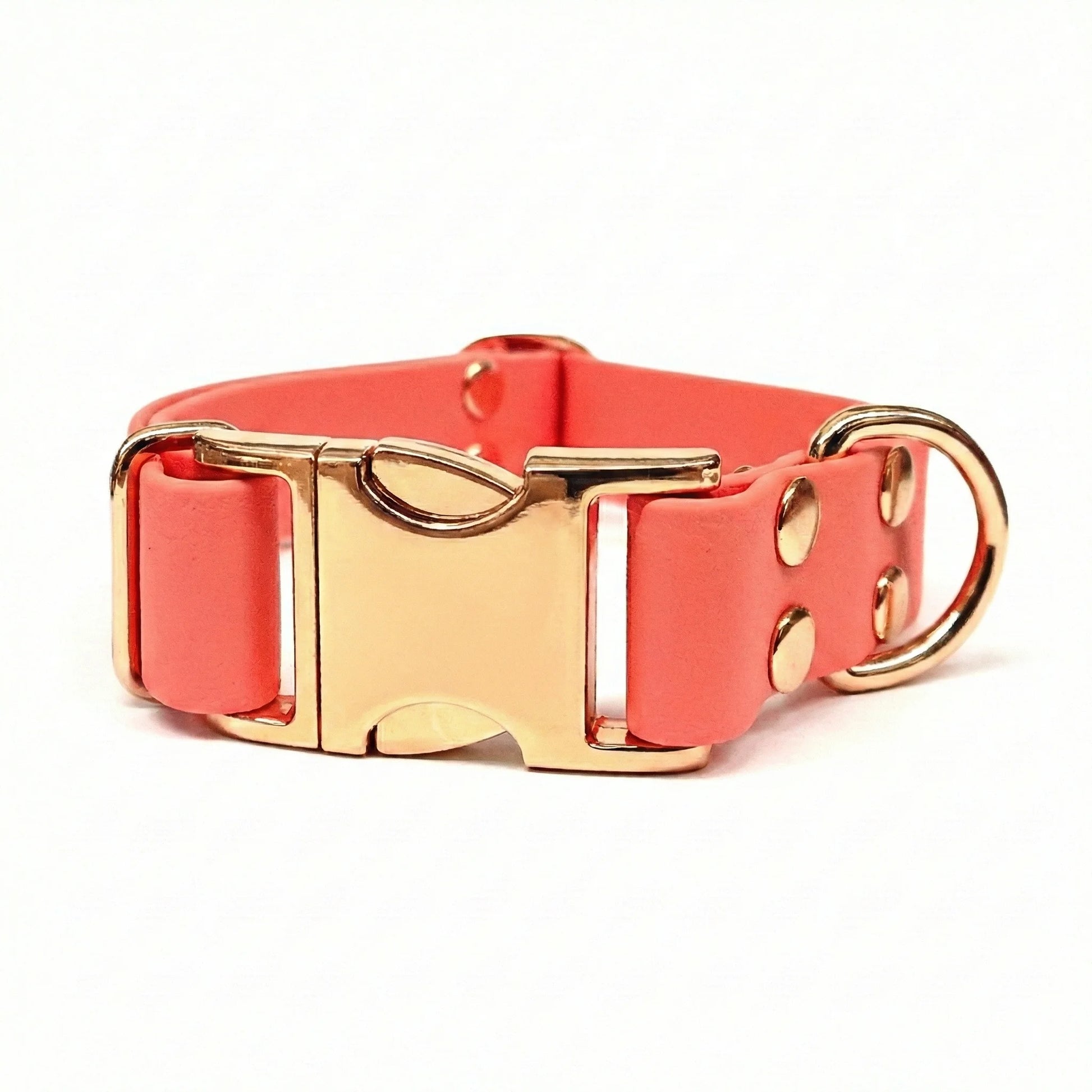collared creatures waterproof biothane dog metal clasp collar in coral for dogs