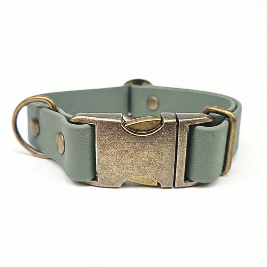 collared creatures waterproof biothane dog metal clasp collar in country green for dogs