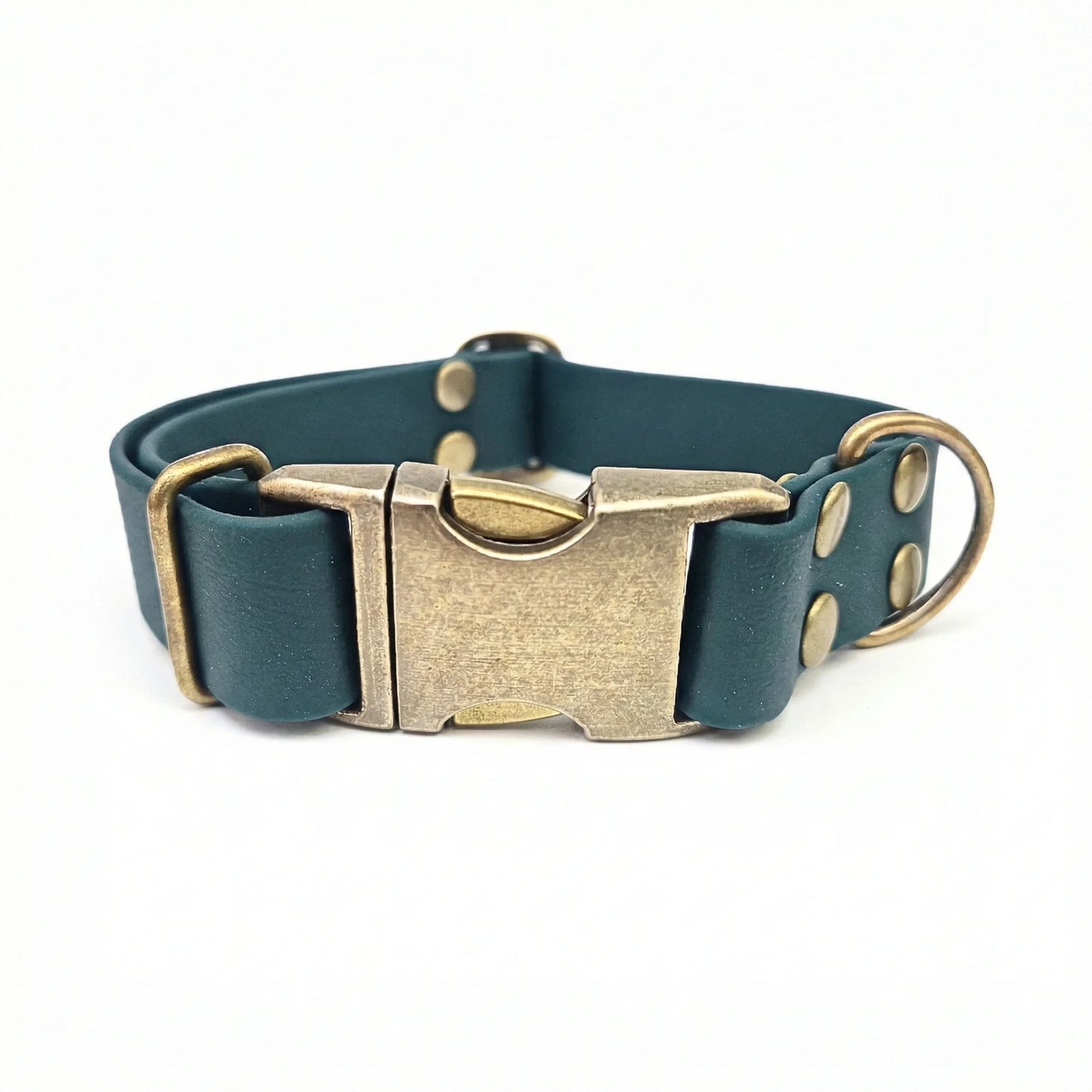 collared creatures waterproof biothane dog metal clasp collar in dark green for dogs