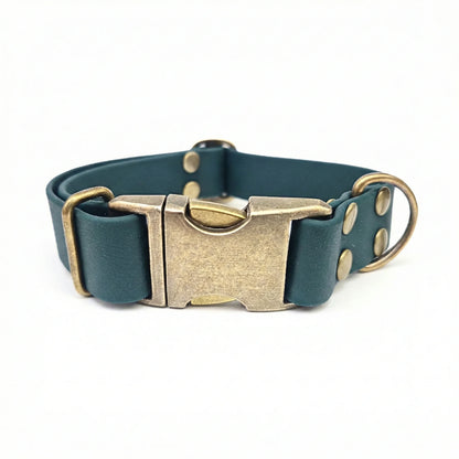 collared creatures waterproof biothane dog metal clasp collar in dark green for dogs