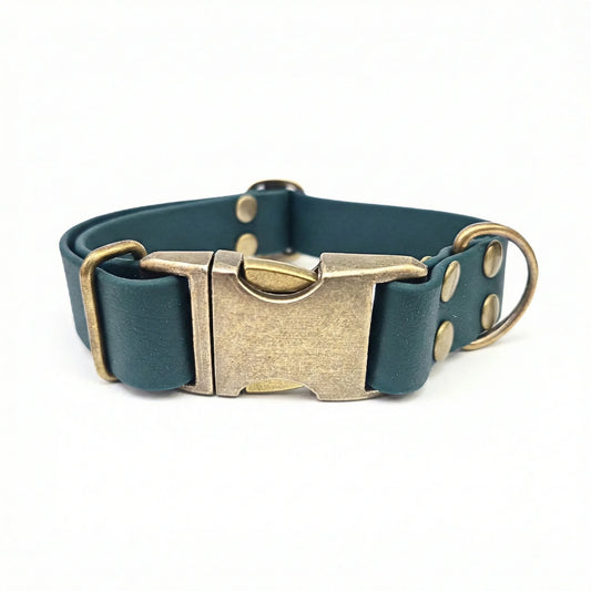 collared creatures waterproof biothane dog metal clasp collar in dark green for dogs