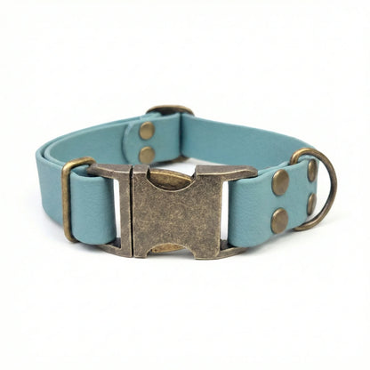 Duck Egg Blue Waterproof Biothane Metal Clasp Dog Collar