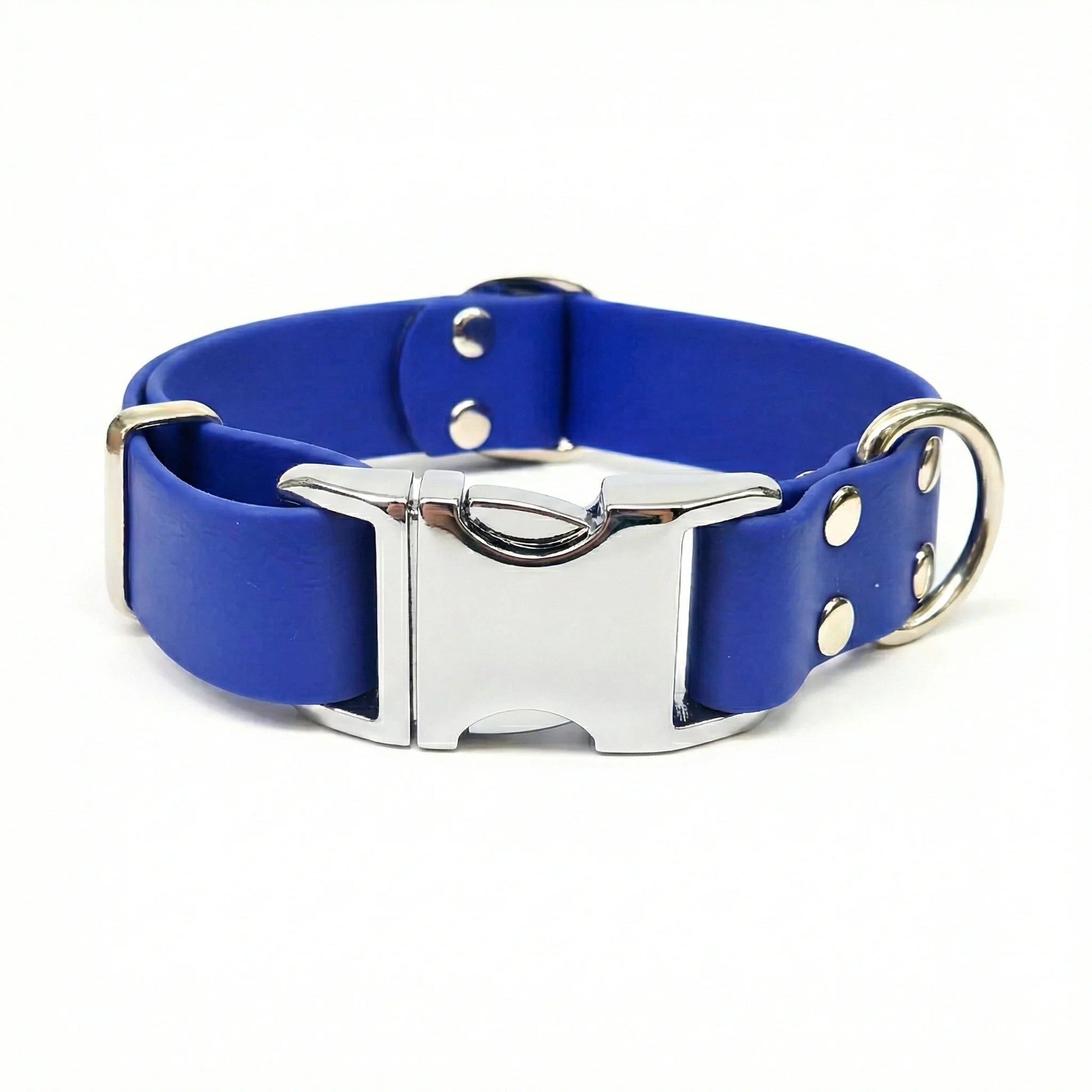 collared creatures waterproof biothane dog metal clasp collar in electric blue for dogs