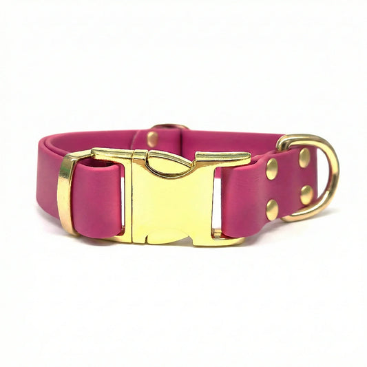 collared creatures waterproof biothane dog metal clasp collar in magenta for dogs