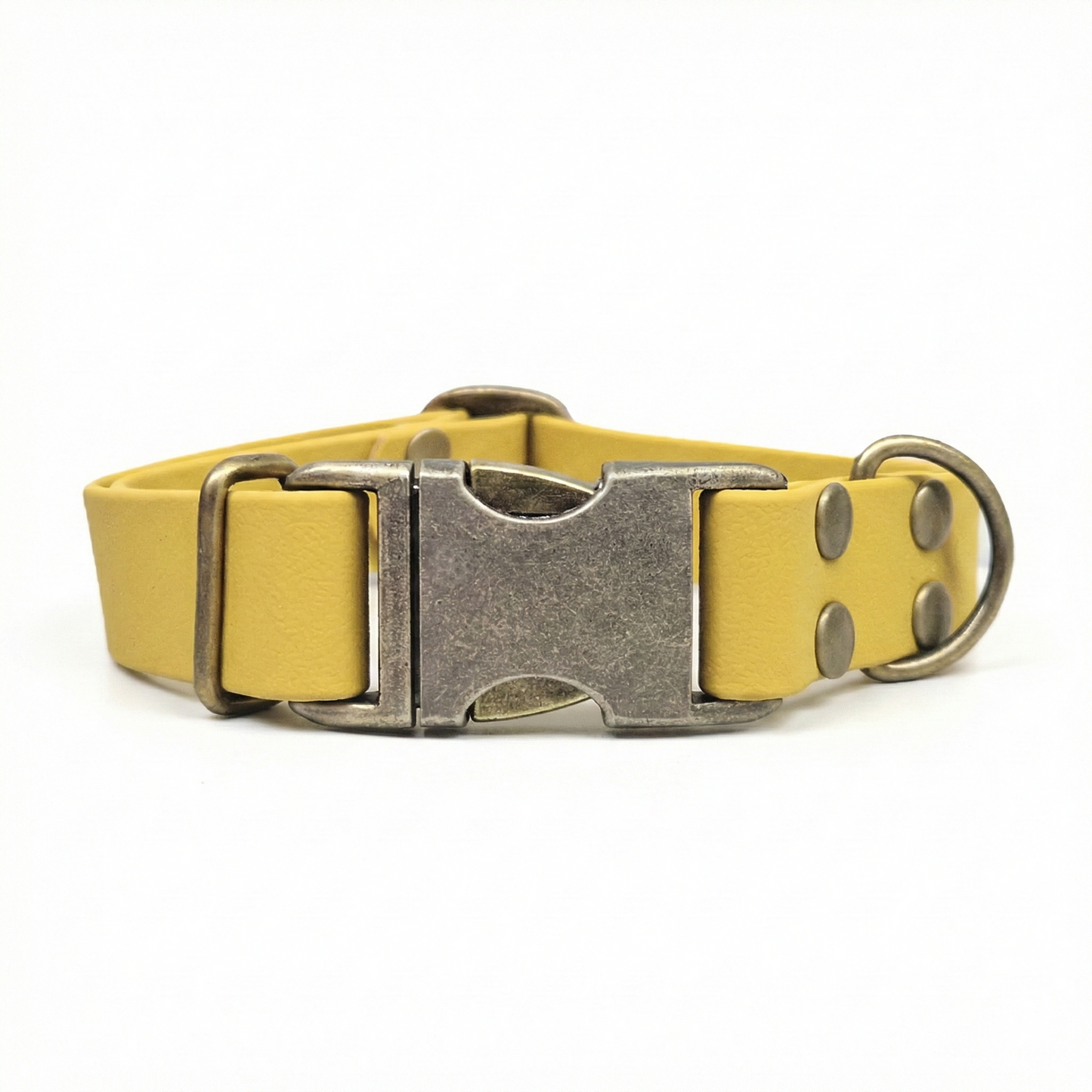 collared creatures waterproof biothane dog metal clasp collar in mustard for dogs