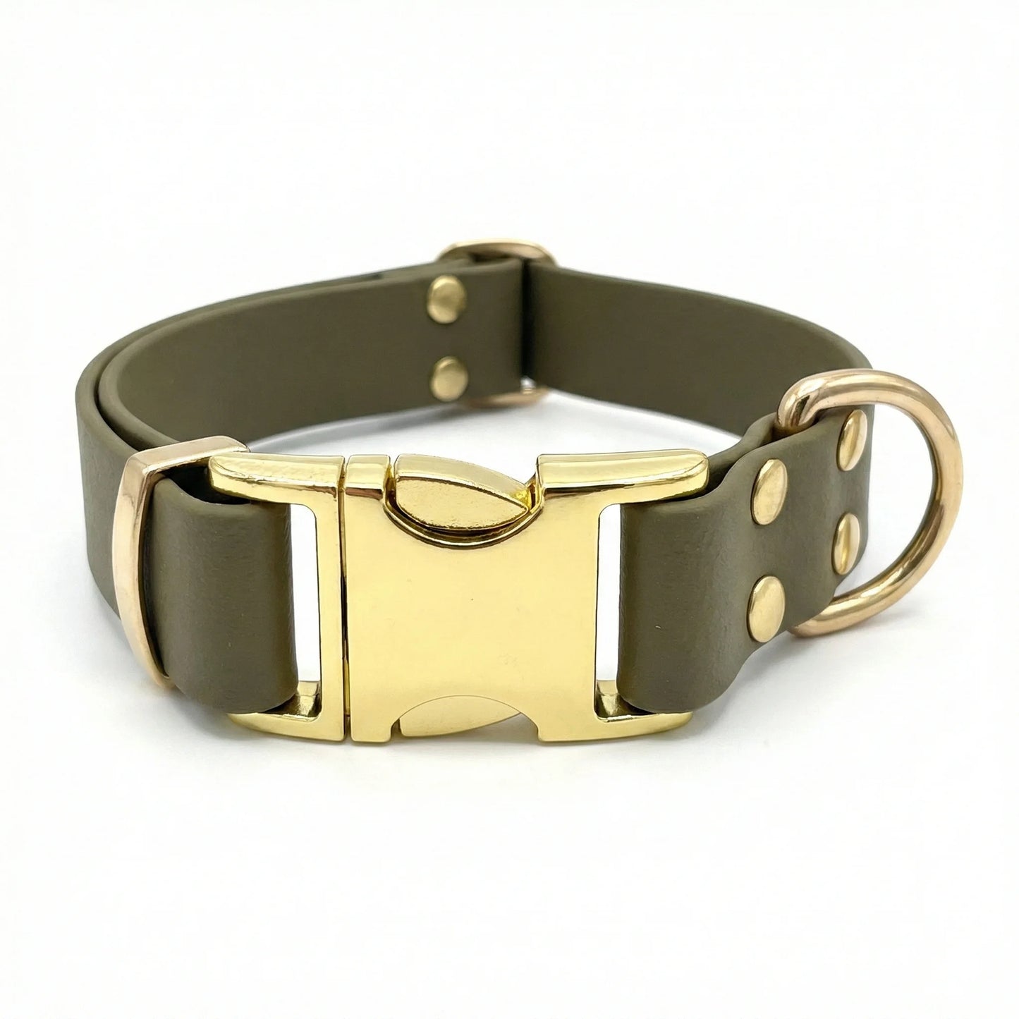 collared creatures waterproof biothane dog metal clasp collar in olive for dogs