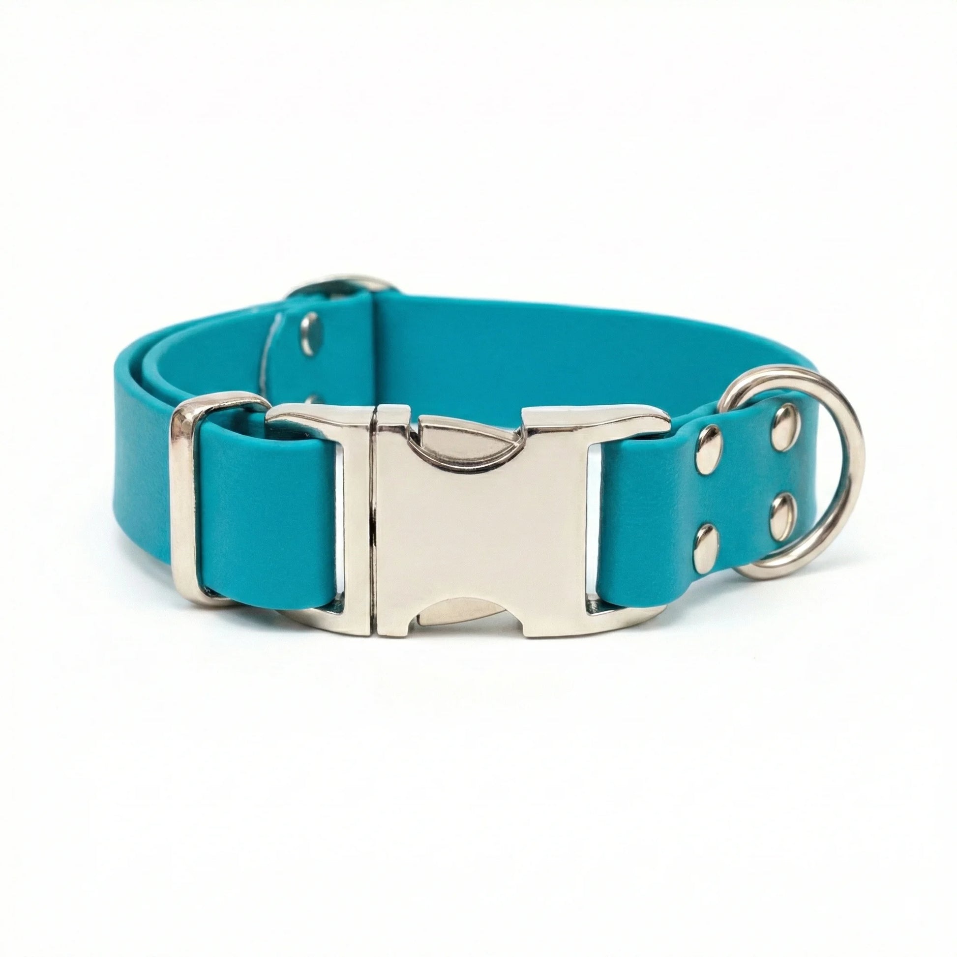 collared creatures waterproof biothane dog metal clasp collar in teal for dogs