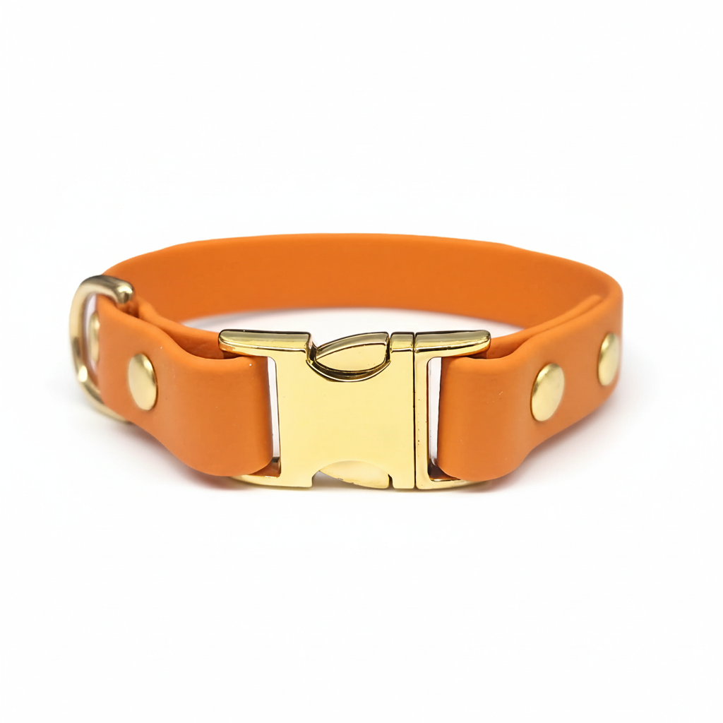 collared creatures waterproof biothane small breed 15mm dog clasp collar in burnt orange for dogs