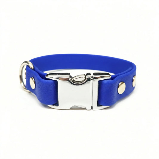 collared creatures waterproof biothane small breed 15mm dog clasp collar in electric blue for dogs