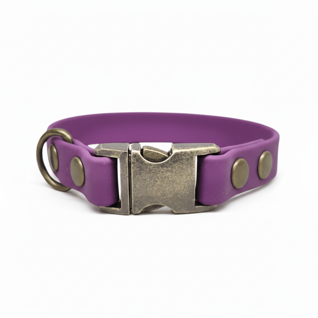 collared creatures waterproof biothane small breed 15mm dog clasp collar in grape for dogs