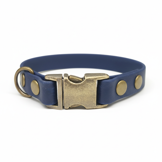 collared creatures waterproof biothane small breed 15mm dog clasp collar in navy for dogs