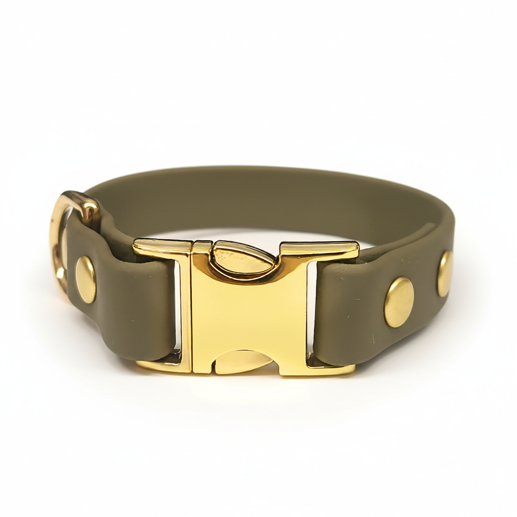 collared creatures waterproof biothane small breed 15mm dog clasp collar in olive for dogs