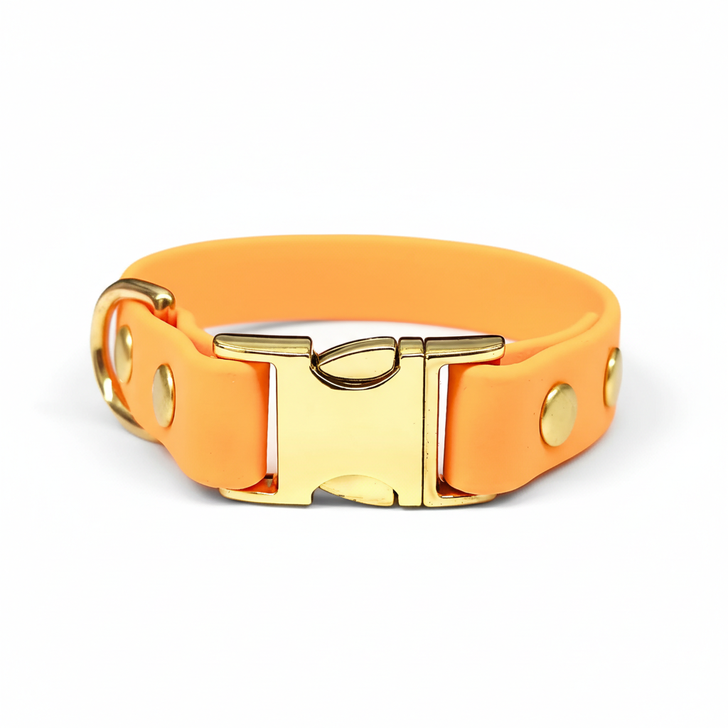 collared creatures waterproof biothane small breed 15mm dog clasp collar in tangerine for dogs