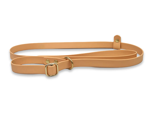 Copper waterproof Biothane dog slip lead with non-rust hardware, built for outdoor use