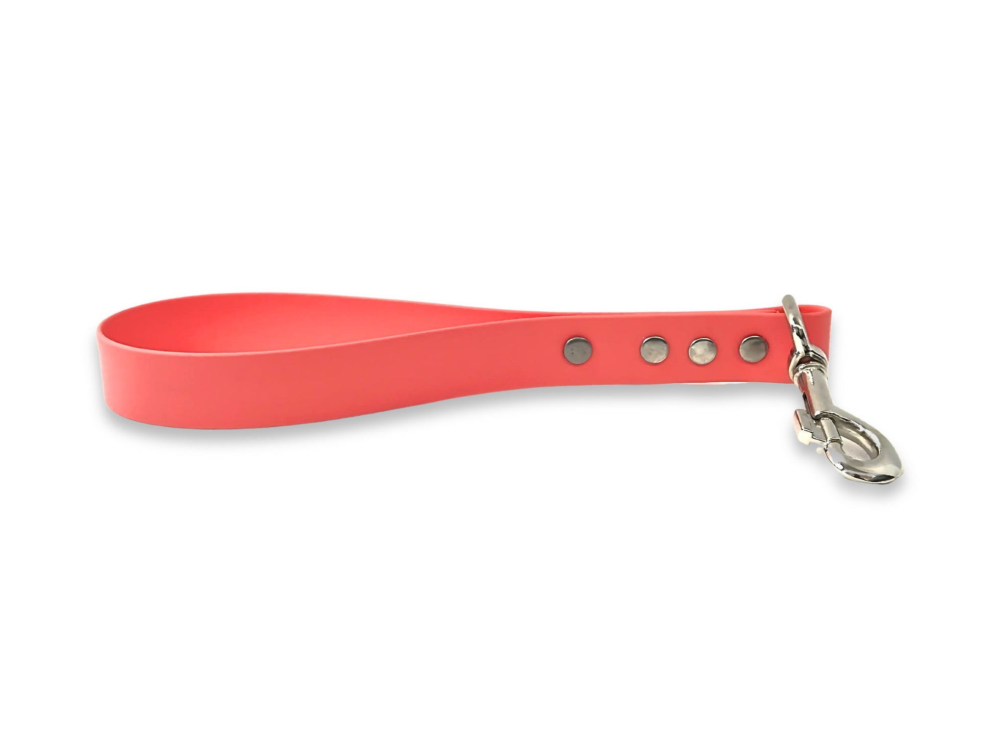 Coral waterproof Biothane dog traffic handle for close control, handmade in the UK