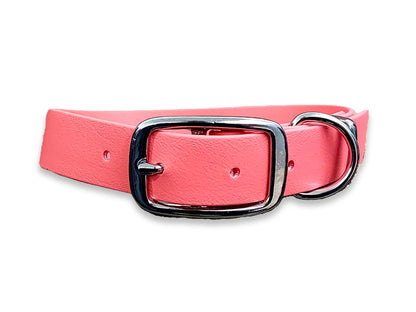 Coral Biothane buckle dog collar – waterproof, wipe-clean and durable – by Collared Creatures