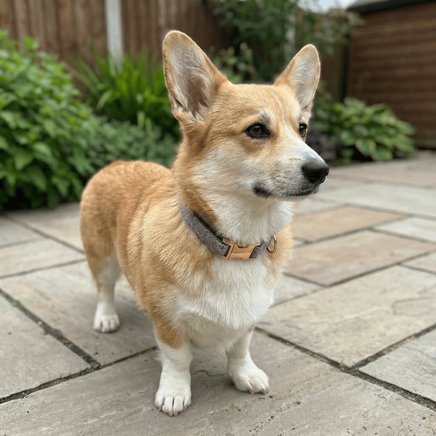 Lavender Block Check Harris Tweed Dog Collar