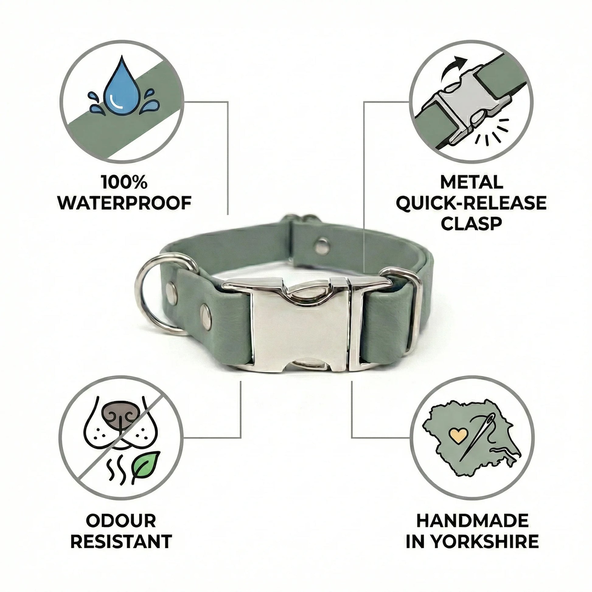Country Green Waterproof Biothane Metal Clasp Dog Collar - Collared Creatures LTD