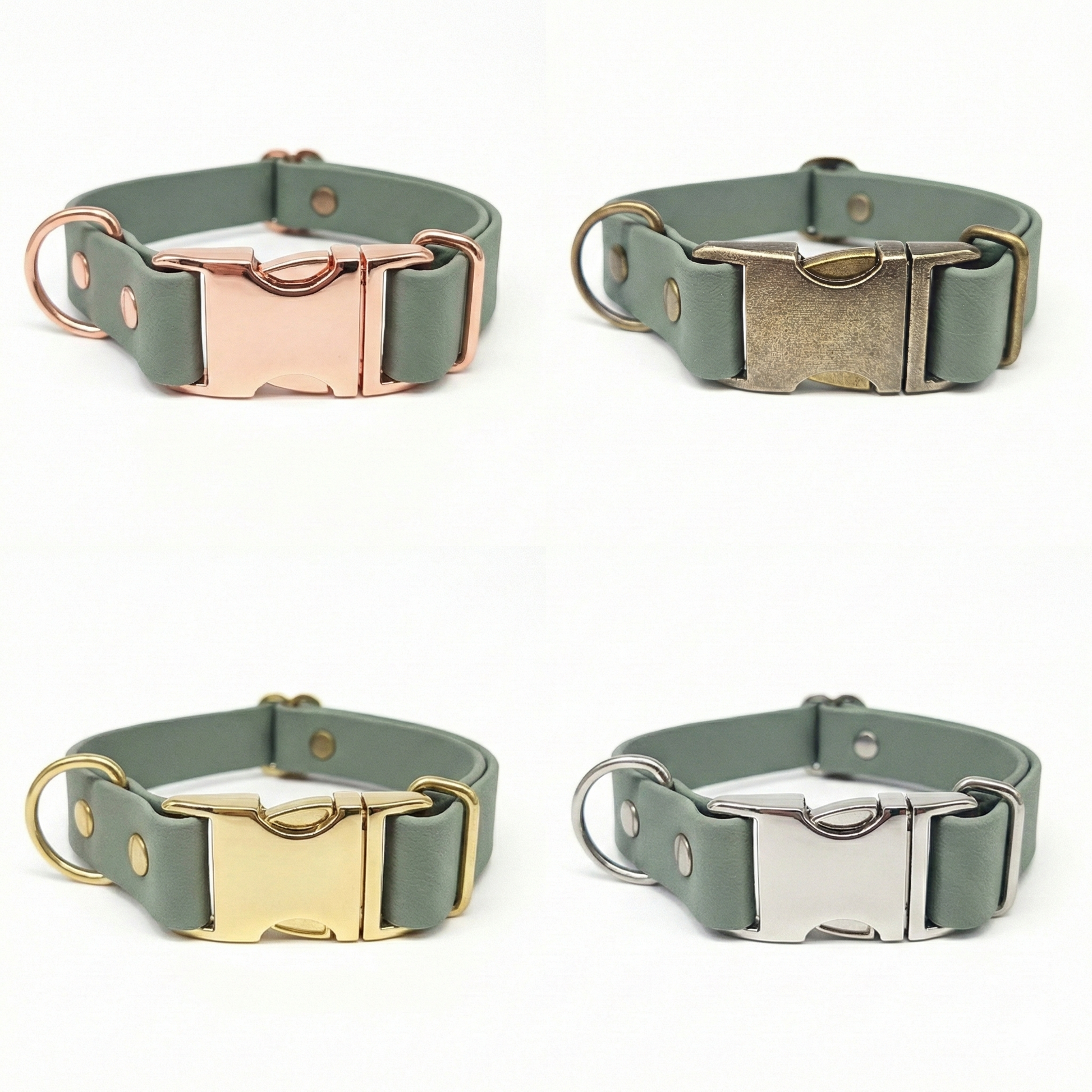 Country Green Waterproof Biothane Metal Clasp Dog Collar - Collared Creatures LTD