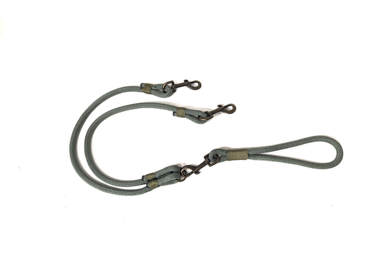 Handmade Rope Split / Double Dog Lead  Country Green