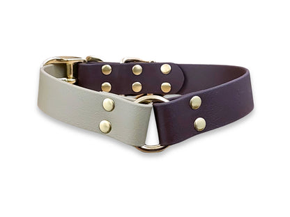 Dark Brown & Beige Multicolour Biothane buckle dog collar – waterproof, strong, non-stretch and durable – by Collared Creatures
