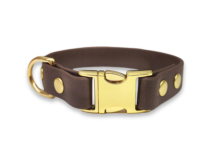 Dark brown Biothane dog collar for small breeds – waterproof, durable and gentle on fur