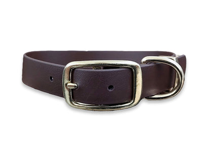 Waterproof and durable Dark Brown Biothane dog collar with sturdy buckle fastening – by Collared Creatures