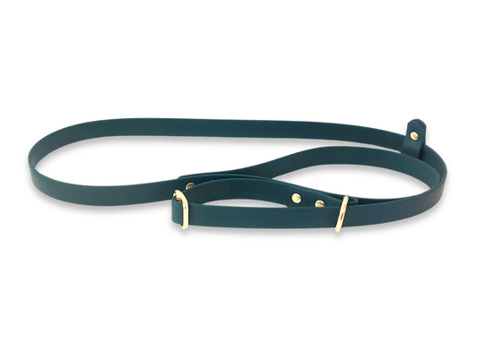 Dark Green waterproof Biothane dog slip lead, ideal for outdoor use and muddy walks