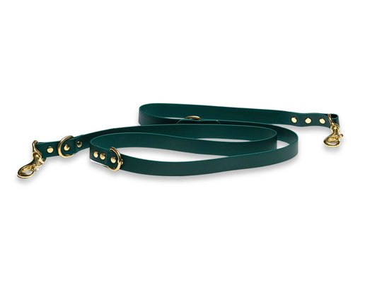 Dark Green Waterproof Biothane Dog Training Lead – Adjustable Dual Clip Lead