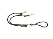 Handmade Rope Split / Double Dog Lead Dark Green