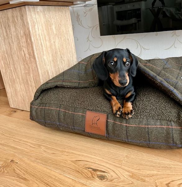 Green Tweed Luxury Dog Snuggle Bed - Snuggle Sack