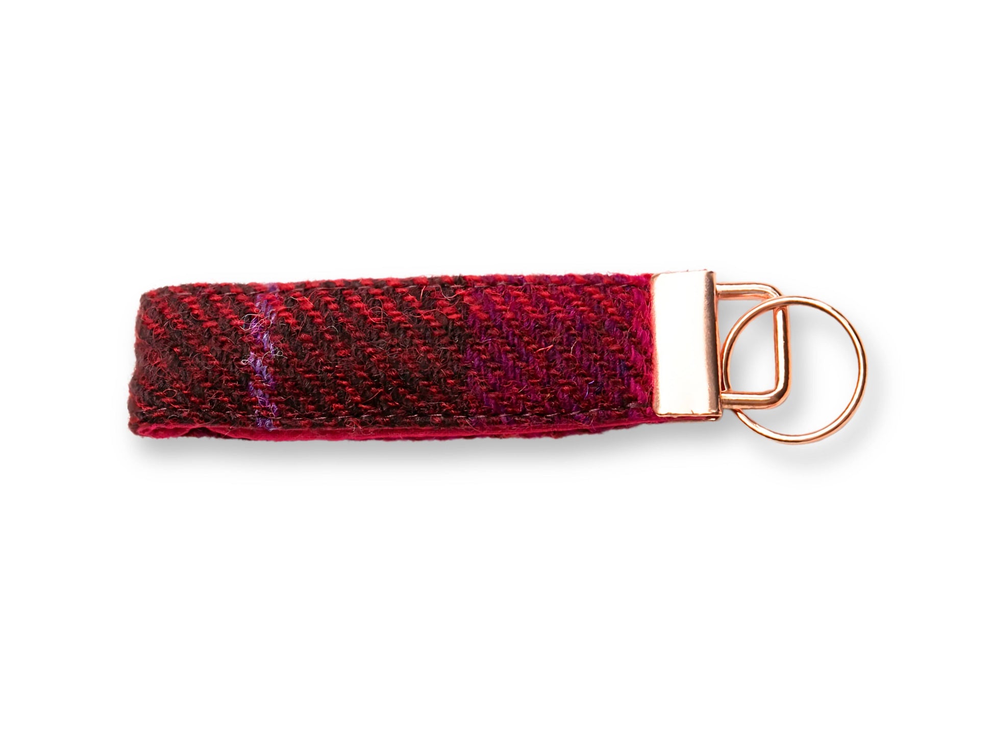 Deep fuchsia check Harris Tweed keyring