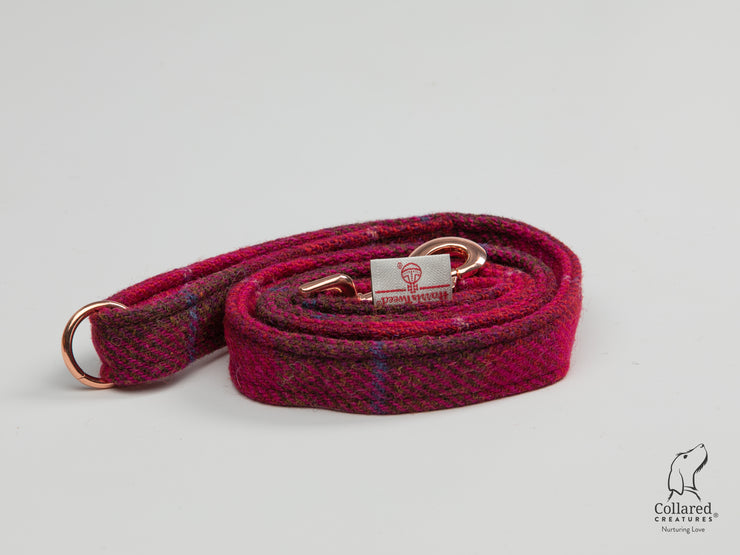 Deep Fuschia -Buckle Fastening Luxury Harris Tweed Dog Collar