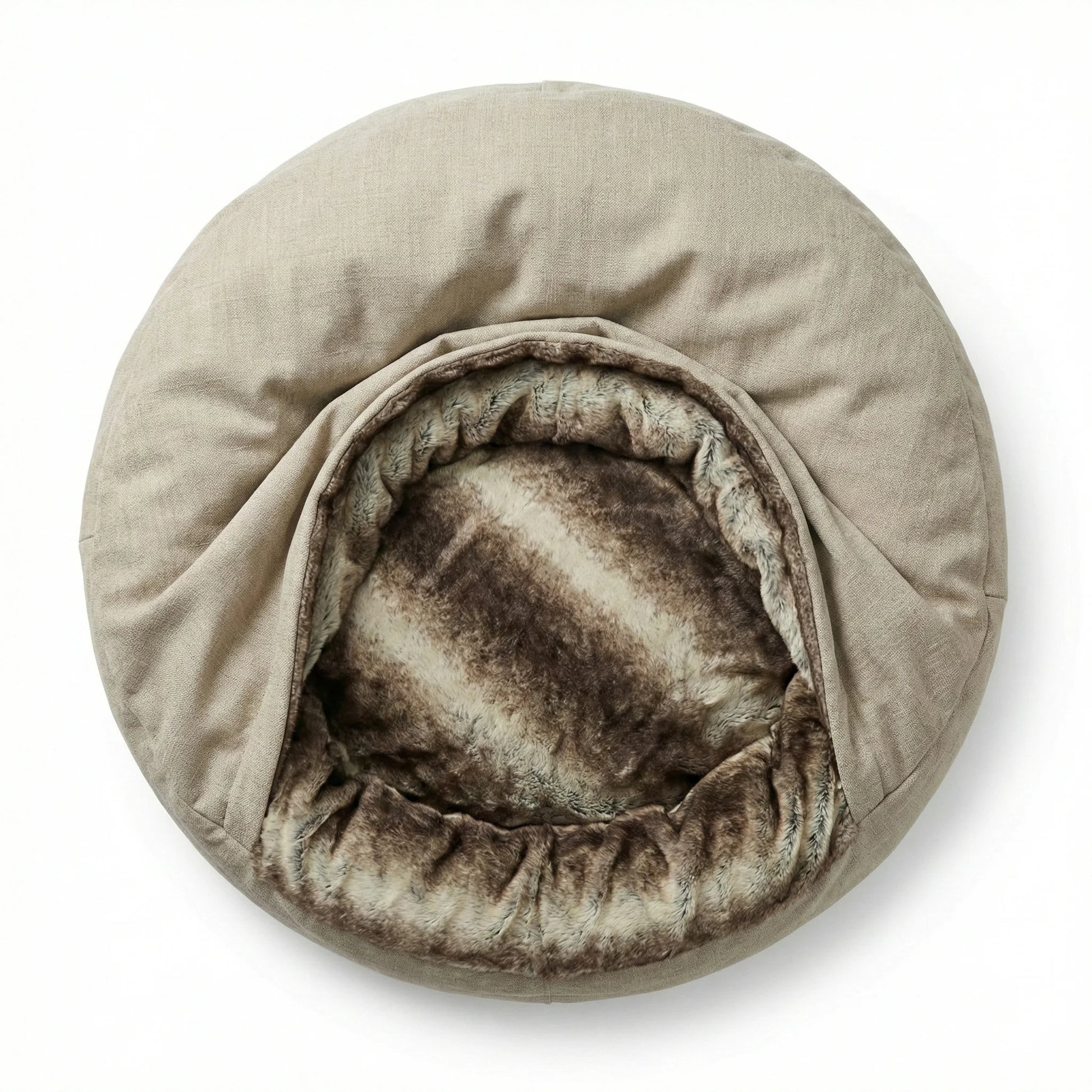Beige Deluxe Comfort Cocoon Dog Bed - Collared Creatures LTD