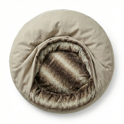 Beige Deluxe Comfort Cocoon Dog Bed - Collared Creatures LTD