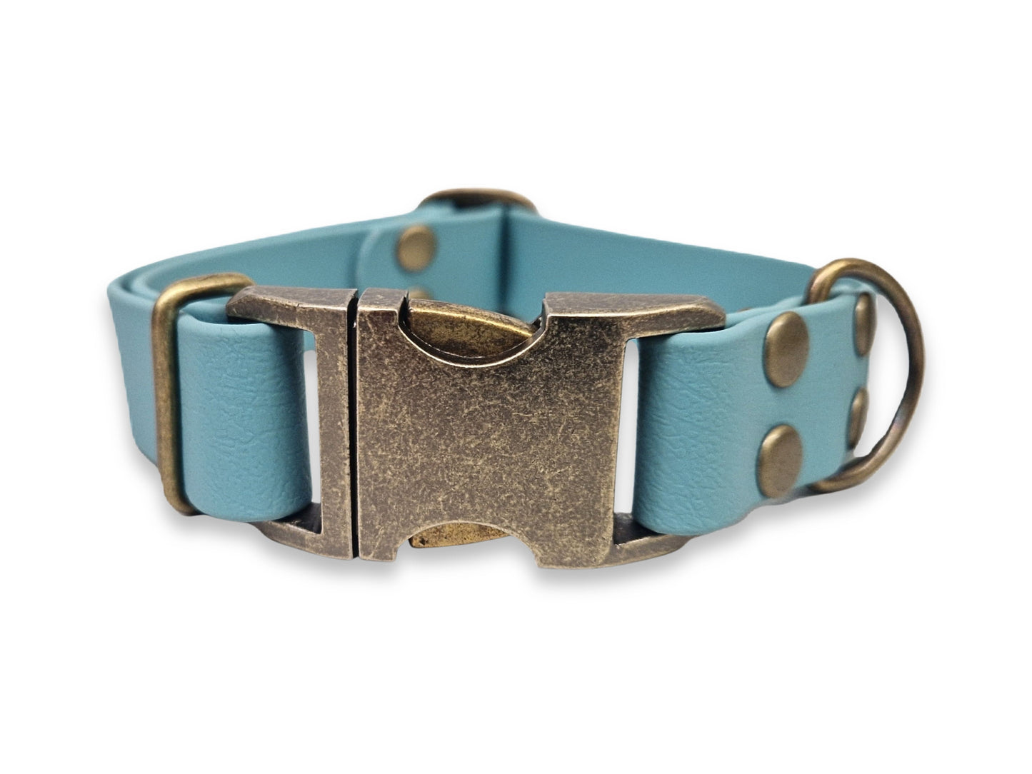 Duck Egg Blue Waterproof Biothane Metal Clasp Dog Collar